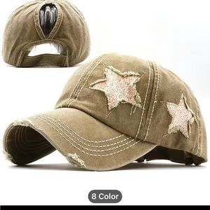 Khaki Star-Embellished Women's Cap